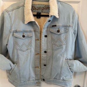 Wrangler Women's Sky Blue Sherpa-Lined Denim Jacket